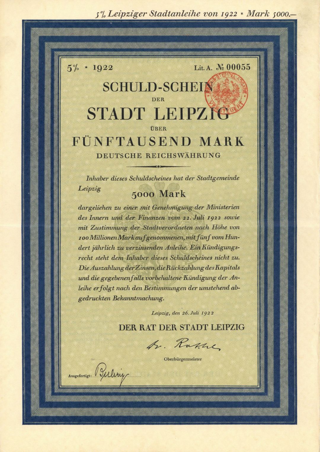 Schuld-Schein Der Stadt Leipzig - Various Denominations - Bond (Uncanceled)