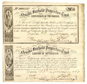 Pair of Nevada Freehold Properties Trust dated 1869 - Foreign Bonds