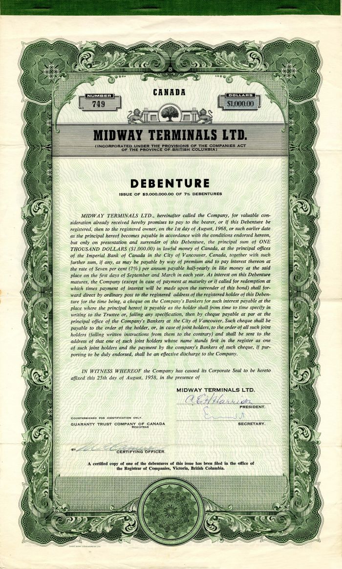 Midway Terminals Ltd. - $1,000