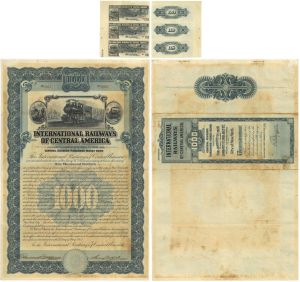 International Railways of Central America - 1912 dated Guatemala Railroad Money Bond - Extremely Rare - First We Have Seen!