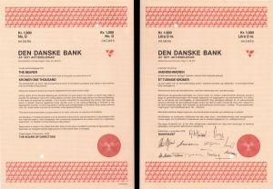 Den Danske Bank - 1976 dated 1,000 Krone Bond