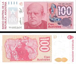 Argentina - 100 Australes - Group of 10 notes - P-327c - 1985 dated Foreign Paper Money