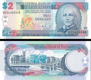 Barbados - Two Dollars - P-41 - 1995-99 dated Foreign Paper Money