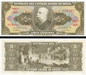 Brazil - 5 Cruzeiros - P-158b - ND 1953-59 dated Foreign Paper Money