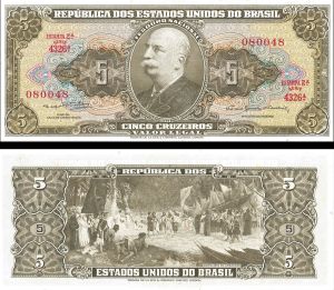 Brazil - 5 Cruzeiros - P-176d - ND 1964 dated Foreign Paper Money