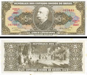 Brazil - 5 Cruzeiros - P-176a - ND 1962 dated - Foreign Paper Money