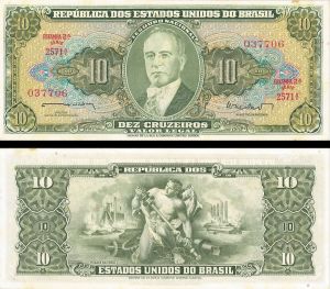 Brazil - 10 Cruzeiros - P-177a - 1962 dated Foreign Paper Money