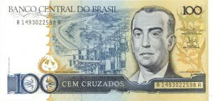 Brazil - 100 Brazilian Cruzados - P-211b - 1987 dated Foreign Paper Money