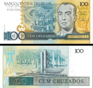 Brazil - 100 Cruzados - P-211c - 1987 dated Foreign Paper Money