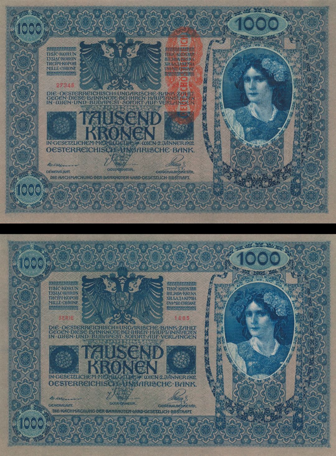 Austria - 1,000 Kronen - P-59 - 1919 dated Foreign Paper Money