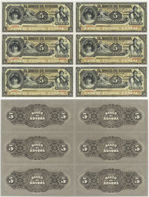 Mexico - Uncut Sheet of 6 Notes - P-S419r - 1897-1911 dated Foreign Paper Money