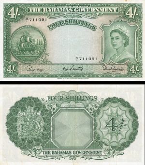 Bahamas - 4 Shillings - P13b - 1953 dated Foreign Paper Money