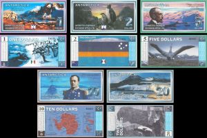 Antarctica - $1, $2, $5, $10, $20 Set of 5 Notes - 1999-2001 dated Foreign Paper Money