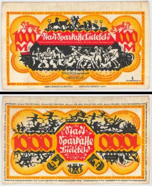 Germany - 1000 mark - Grabowski 57.2 - 1922 dated Silk Notgeld Currency - Foreign Paper Money 