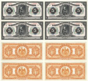 Sheet of 4 Notes - Mexico - El Banco Del Estado De Chihuahua - Foreign Paper Money