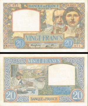 France 20 Francs - P-92b - 1941 - Foreign Paper Money