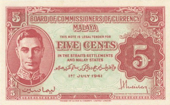 Malaya - 5 Cents - P-7b - 1945 dated Foreign Paper Money