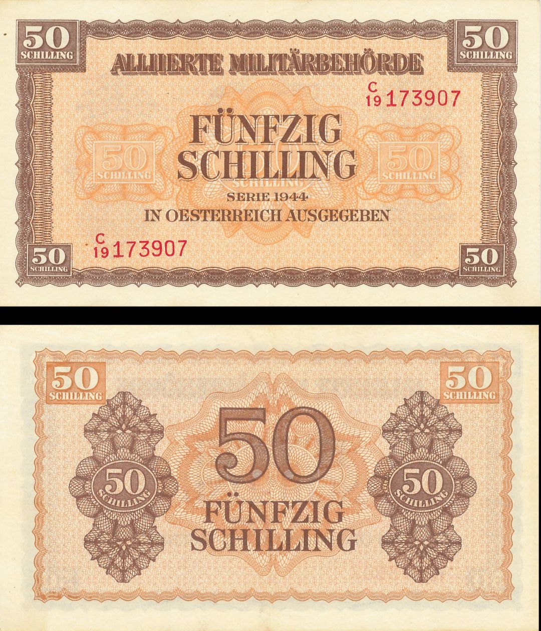 Austria - 50 Schillings - P-109 - 1944 dated Foreign Paper Money