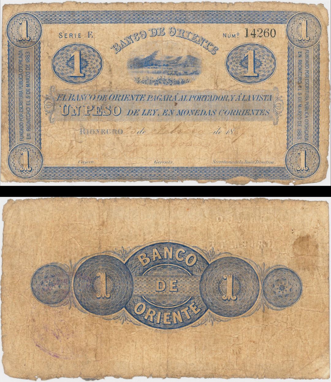 Colombia - 1 Peso - P-S697 - 1887 dated Foreign Paper Money