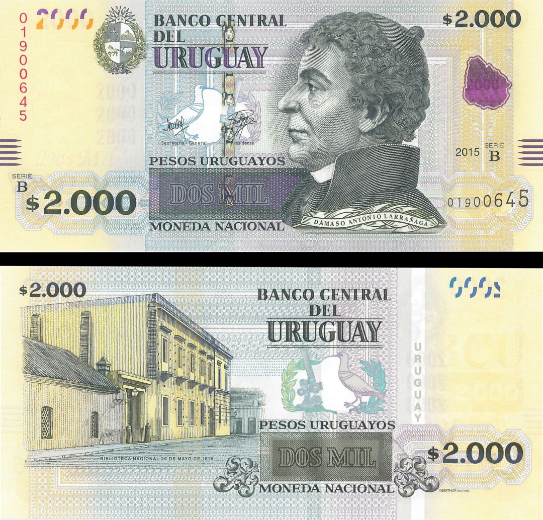 Uruguay - 2000 Pesos - P-99 -2015 dated Foreign Paper Money