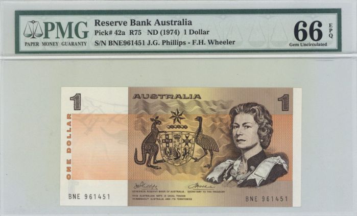 Australia - 1 Australian Dollar - P-42a - 1974 dated Foreign Paper Money