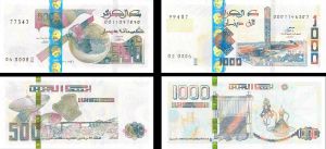 Algeria - 500 & 1000 Dinars - P-New Issue - 1/11/18(19), 1/12/18(19) dated Foreign Paper Money