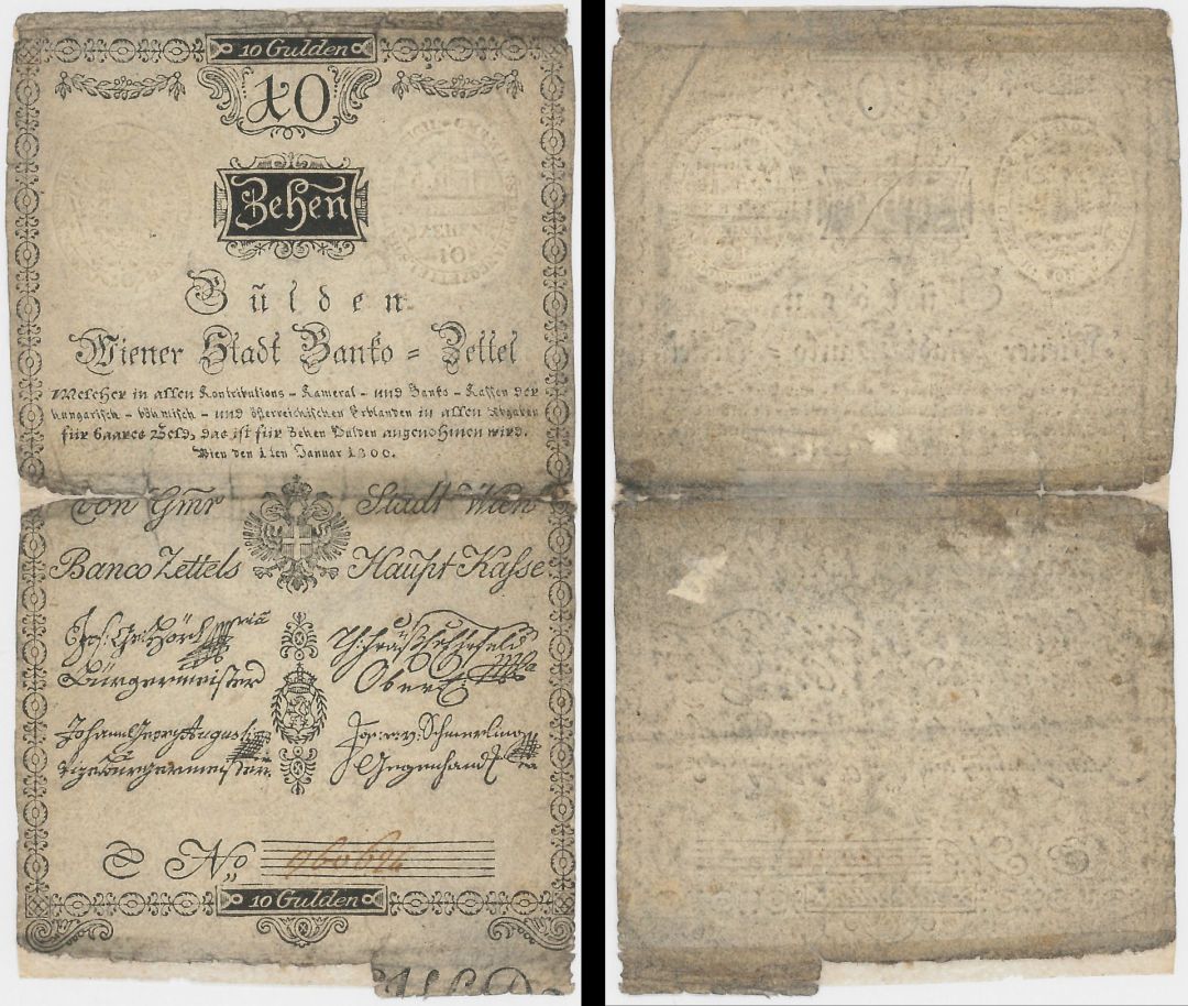 Austria - 10 Gulden - P-A32 - 1800 dated Foreign Paper Money