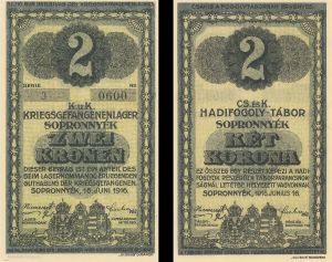 Austria - P-Camp 1467 - WWI - Prisoner of War Camp Sopronnyer - 1916 dated Foreign Paper Money