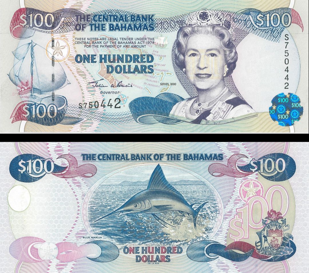 Bahamas - 100 Dollars - P-67 - 2000 dated Foreign Paper Money