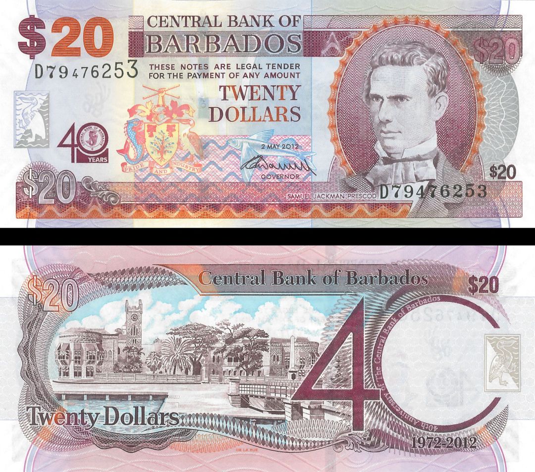 Barbados - 20 Dollars - P-69b - 2007 dated  Foreign Paper Money