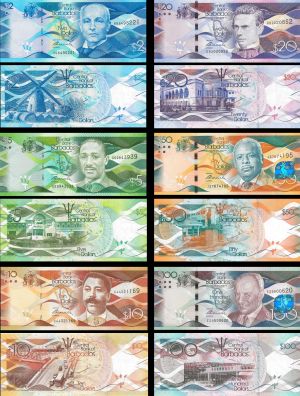 Barbados - 2, 5, 10, 20, 50 and 100 Dollars - Set of 6 differet - P-73-78 - 2013 dated Foreign Paper Money