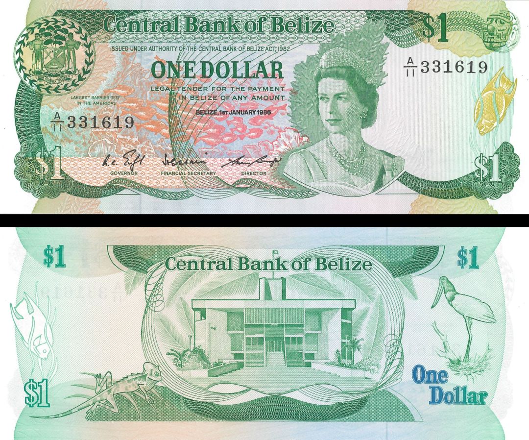 Belize - 1 Dollar - P-46b - 1986 dated Foreign Paper Money