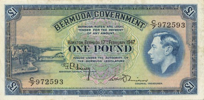 Bermuda - 1 Pound - P-16 - 1947 dated Foreign Paper Money