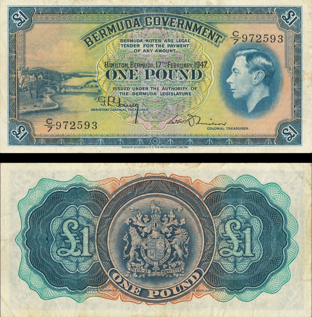 Bermuda - 1 Pound - P-16 - 1947 dated Foreign Paper Money