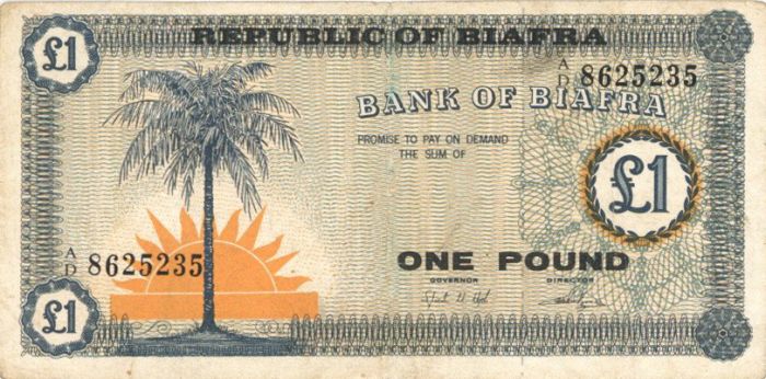 Biafra - 1 Pound - P-2 - 1967 dated Foreign Paper Money