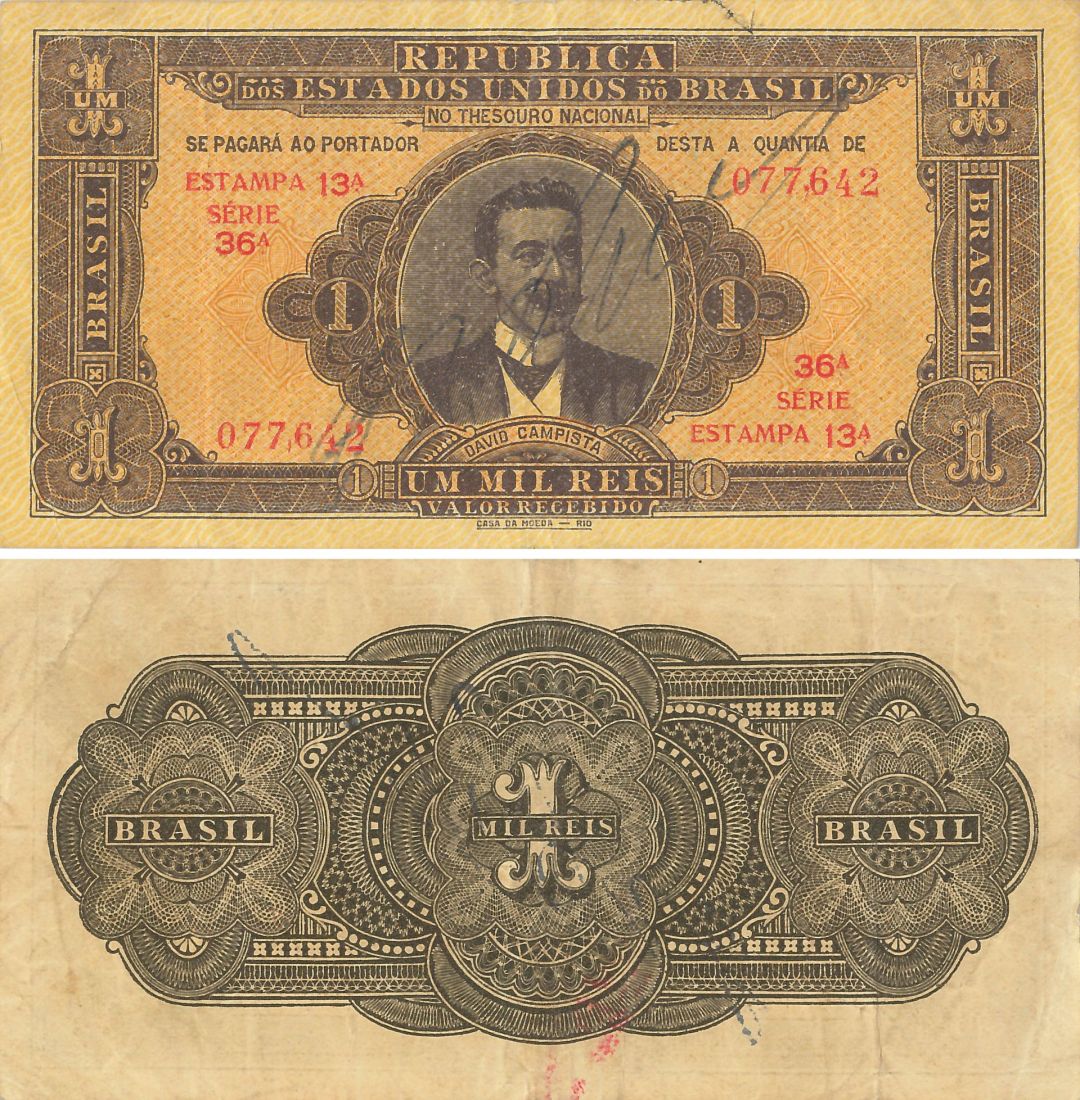 Brazil - 1 Mil Reis - P-9 - 1923 - Foreing papaer Money 