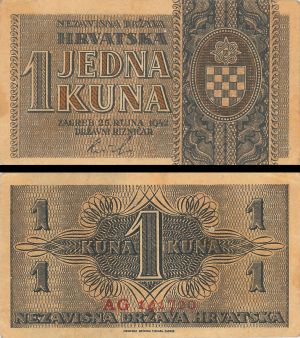 Croatia - 1 Kuna - P-7b - 1942 dated Foreign Paper Money