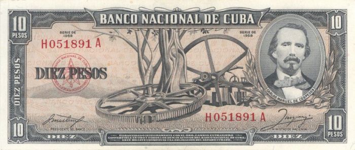 Cuba - 10 Pesos - P-88b - 1958 dated Foreign Paper Money