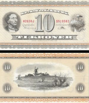 Denmark - 10 Kroner - P-44r6 - 1961 dated Foreign Paper Money
