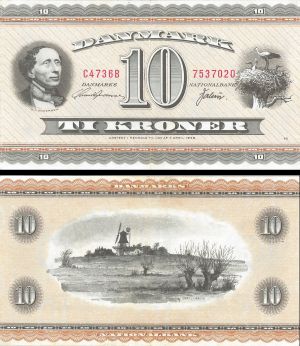 Denmark - 10 Kroner - P-44d - 1954 dated Foreign Paper Money