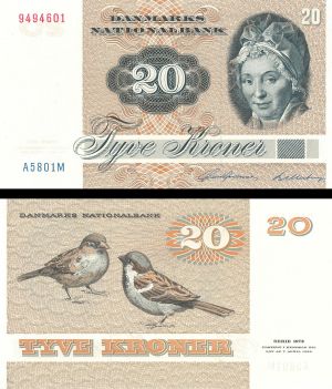 Denmark - 20 Kroner - P-49b - 1980 dated Foreign Paper Money