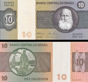 Brazil - 10 Brazilian Cruzeiros - P-193e - 1980 dated Foreign Paper Money