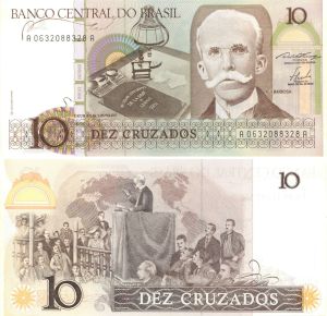 Brazil - 10 Brazilian Cruzado - P-209a - dated 1986-87 Foreign Paper Money