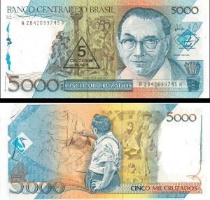 Brazil - 5 Cruzados Novos - P-217a - 1989 dated Foreign Paper Money