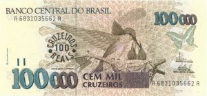Brazil - 100,000 Cruzeiros Reais on 100,000 Cruzeiros - P-238 - Foreign Paper Money