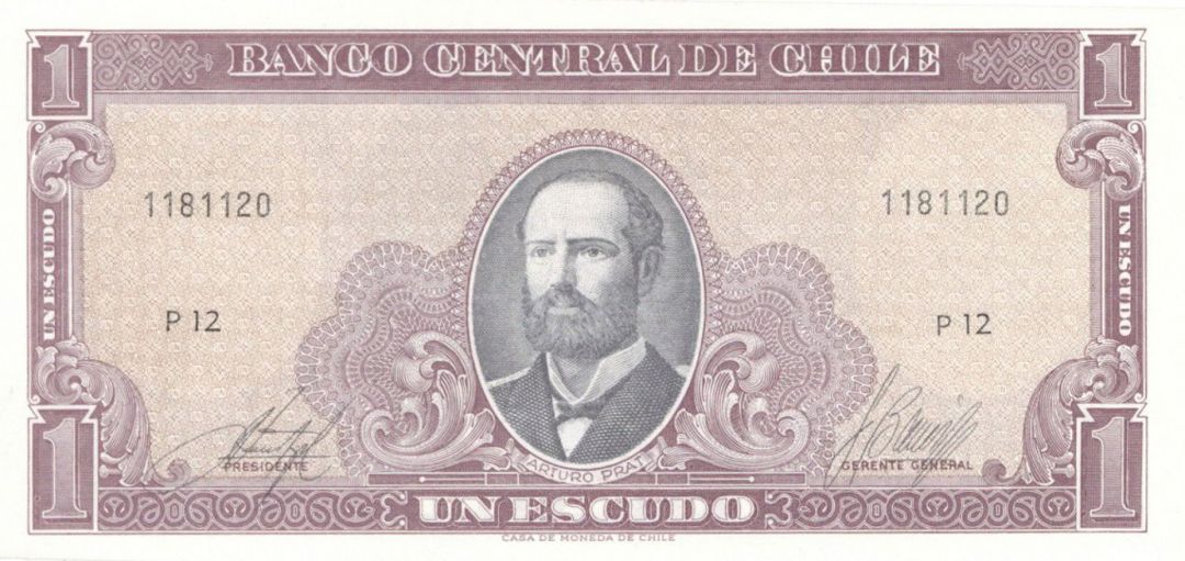 Chile - 1 Escudo - P-136 - 1964 dated Foreign Paper Money