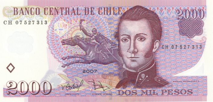 Chile - 2000 Pesos - P-160b - 2007 dated Foreign Paper Money