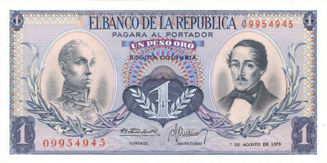 Colombia - 1 Peso Oro - P-404e - 1973 dated Foreign Paper Money