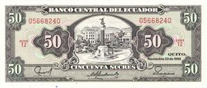 Ecuador - 50 Sucres - P-122a - 1988 dated Foreign Paper Money