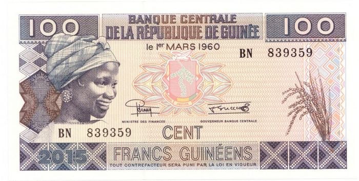 Guinea - 100 Francs - P-New - 2015 dated Foreign Paper Money